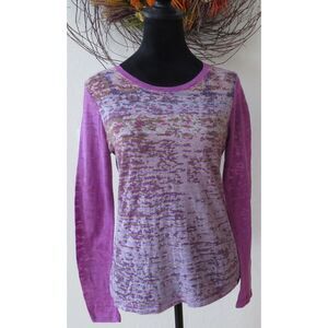 prAna Women's Lottie Yoga Top  (fuchsia)  Semi-sheer Burnt-out T Small